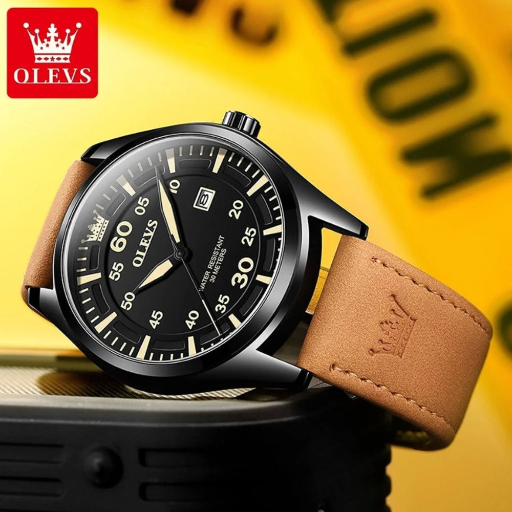 OLEVS 9962 Fashion Men Watch with Leather Strap OLEVS 9962 Fashion Men Watch with Leather Strap