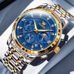 OLEVS Luxury Men's Chronograph, Stainless Steel, Luminous Hands Quartz Watch