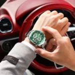 POEDAGAR E108 Luxury LED Men’s Watch Dual Time Digital Display Waterproof Stainless Steel Watch