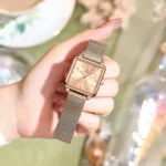 Poedagar 793 – Women's Square Fashion Quartz Watch with Mesh Stainless Steel