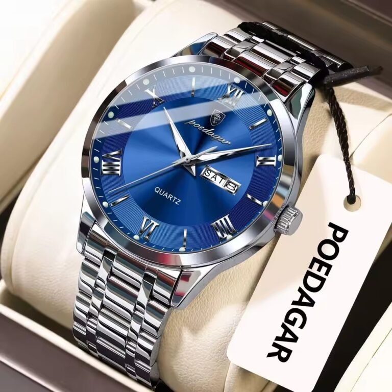 Poedagar 978 Luxury Men's Quartz Watch Waterproof Luminous Date Week Sport Stainless Steel