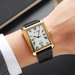 SKMEI 2575 Men’s Square Leather Quartz Watch rose gold/black – Roman Numeral Business Waterproof Wristwatch
