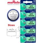 Murata 377 Battery SR626SW 1.55V Silver Oxide Watch Button Cell (5 Batteries)