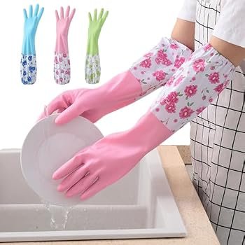 Long Silicone Kitchen Gloves with Inner Foam Padding, Thick, Waterproof and Non-Slip Hand Protection