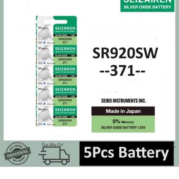 SEIZAIKEN SR920SW / 371 1.55V High Quality Silver Oxide Button Cell Watch Battery 5Pcs