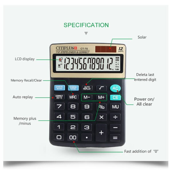 Citiplus Check And Correct Series Electronic Calculator - CT-7S
