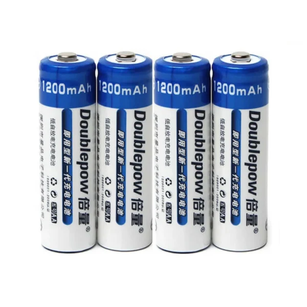 Doublepow AA Size 1.2V 1200mAh Ni-MH Rechargeable Battery with 1200 Cycle (Pack of 4) (No Battery Charger Included)