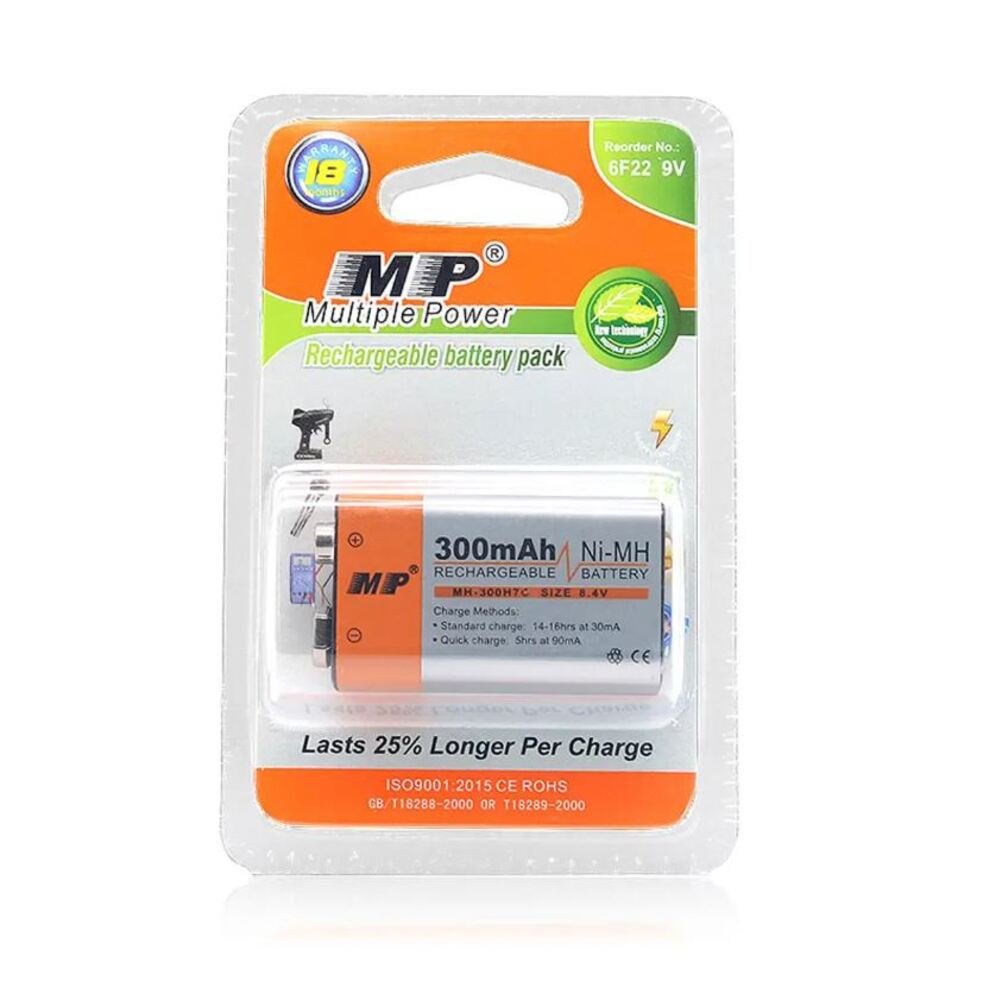 MP 9V 6F22 300mAh Ni-MH Rechargeable Battery MP 9V 6F22 300mAh Ni-MH Rechargeable Battery