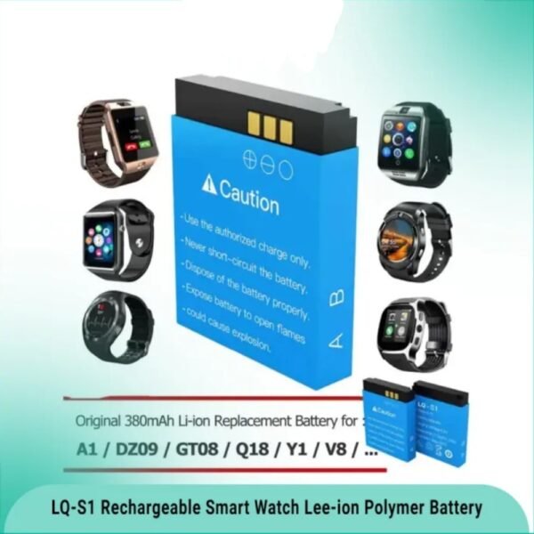 LQ-S1 Rechargeable Smart Watch Lee Ion Polymer Battery For Smart Watch Only 380MAH 3.7V Dash Blue Dash Rechargeable Battery