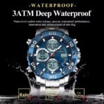 POEDAGAR E102 Quartz Electronic Waterproof Sport Stainless LED Alarm Dual Time Display Digital Watch