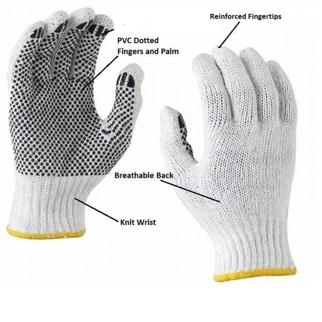PVC Black Dotted Knitted Working Hand Gloves – 1 Pair PVC Black Dotted Knitted Working Hand Gloves – 1 Pair