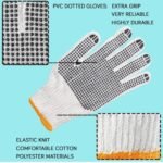 PVC Black Dotted Knitted Working Hand Gloves – 1 Pair