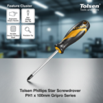 Tolsen Phillips Star Screwdriver PH1 x 100mm Gripro Series - Model : 20007