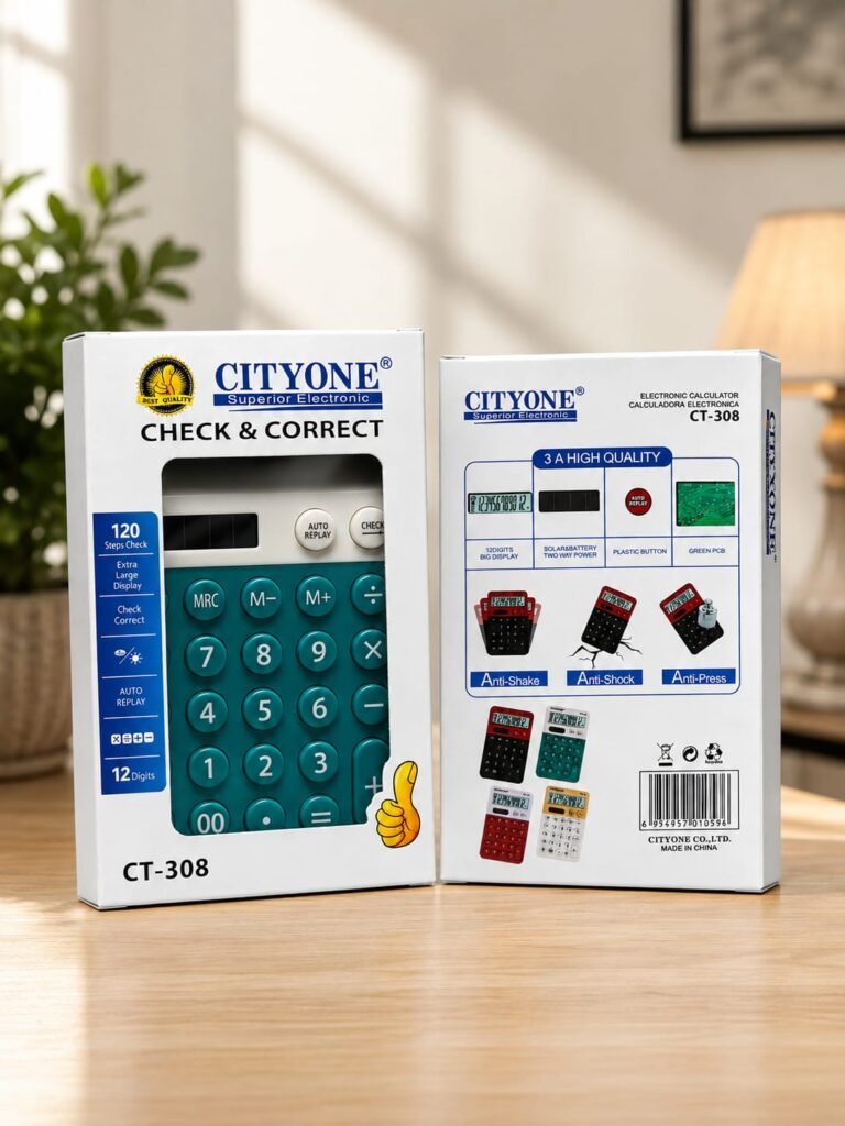 CITYONE CT-308 Electronic Calculator – 12 Digit Large Display Desktop Calculator