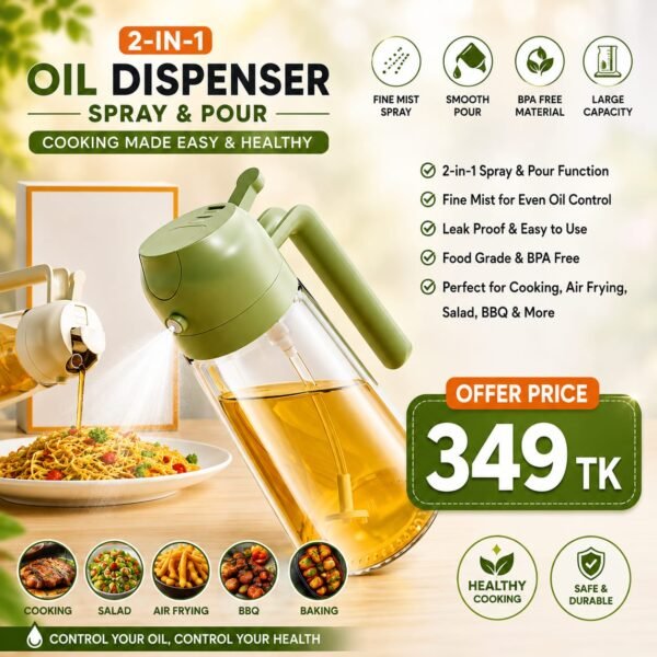 2 in1 Oil Sprayer and Oil Dispenser Bottle 400ml