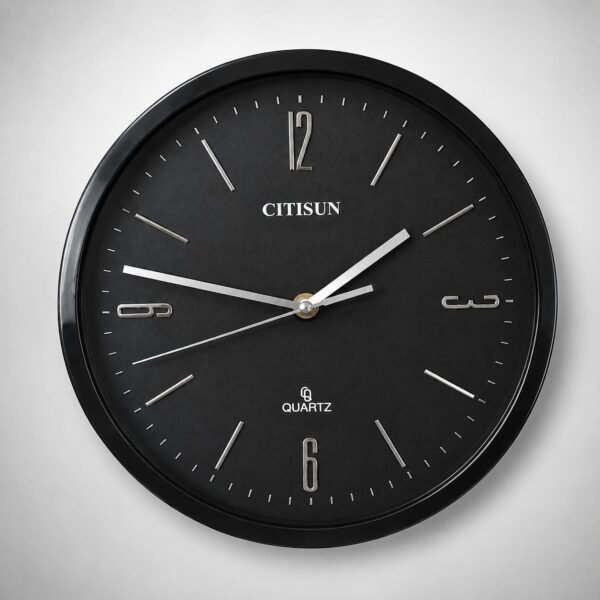 CITISUN Black Quartz Wall Clock – Modern Elegant Round Wall Clock
