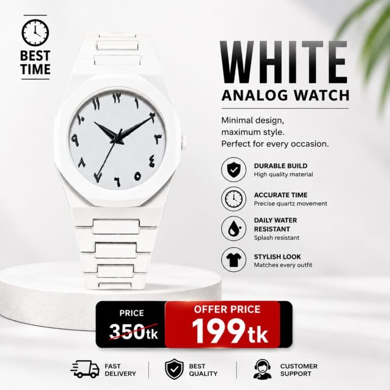 Arabic Watch Men's Quartz Watch White PC Plastic