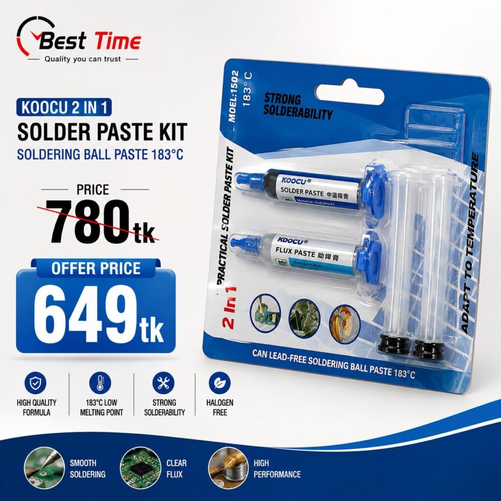 2 in 1 Koocu BGA/IC Solder Kit 138C Flax Paste 5cc + Solder Paste sn42bi58 25g 2 In 1 Solder Kit Set