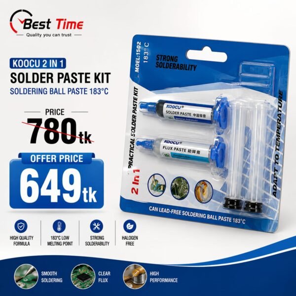 2 in 1 Koocu BGA/IC Solder Kit 138C Flax Paste 5cc + Solder Paste sn42bi58 25g 2 In 1 Solder Kit Set