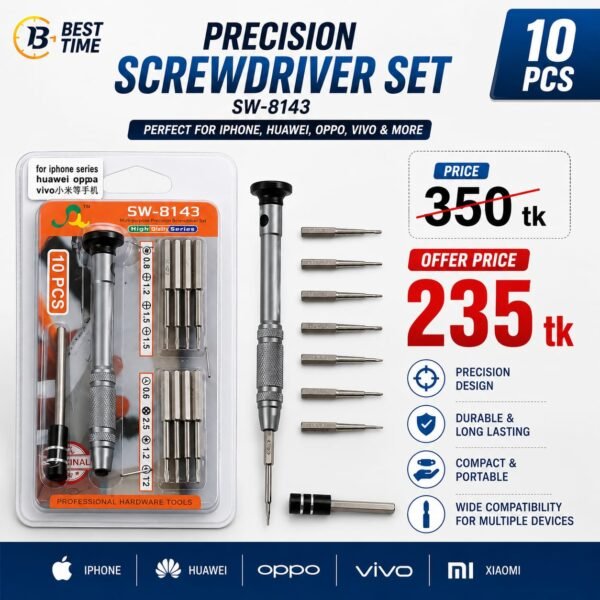 Precision Screwdriver Set 10 in 1 Repair Tool Kit With Magnetic Steel Bits Precision Aluminum Handle and Steel Long Shaft Repair Precision Screwdriver Set