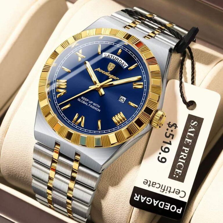 POEDAGAR 675 Fashion Business Men’s Watch Luminous Waterproof Week Date Luxury Man