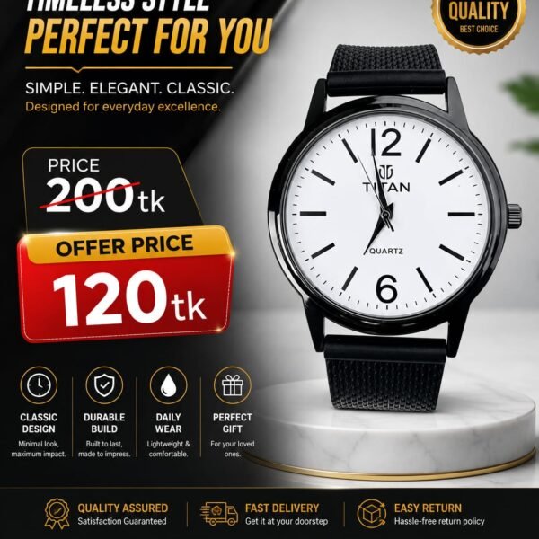 New Fashionable Stainless Analogue Hand Watch For Men's - White