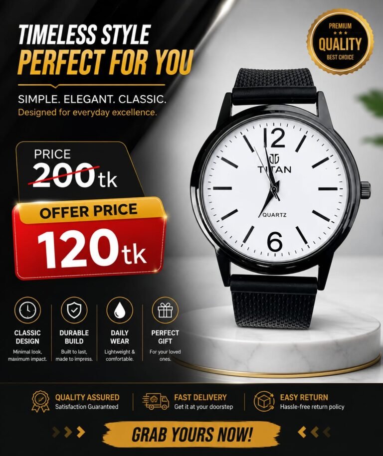 New Fashionable Stainless Analogue Hand Watch For Men's - White