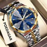 POEDAGAR 674 Watch for Man Elegant Date Week Waterproof Luminous Men Watch Quartz Stainless Steel Sports Men's Watches