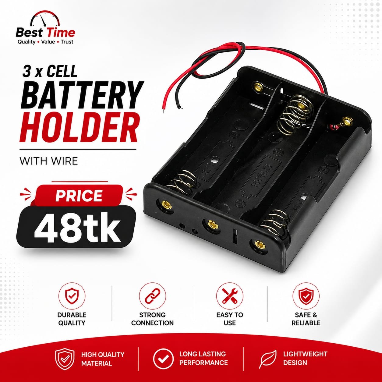 18650 Battery Holder Case 3 Cell With Wire 18650 Battery Holder Case 3 Cell With Wire