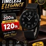 New Fashionable Stainless Analogue Hand Watch For Men's - Black