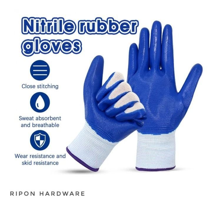 Nylon Rubber Coated Safety Hand Gloves For Industrial Household Bike Riding Hand Gloves 1 Pair