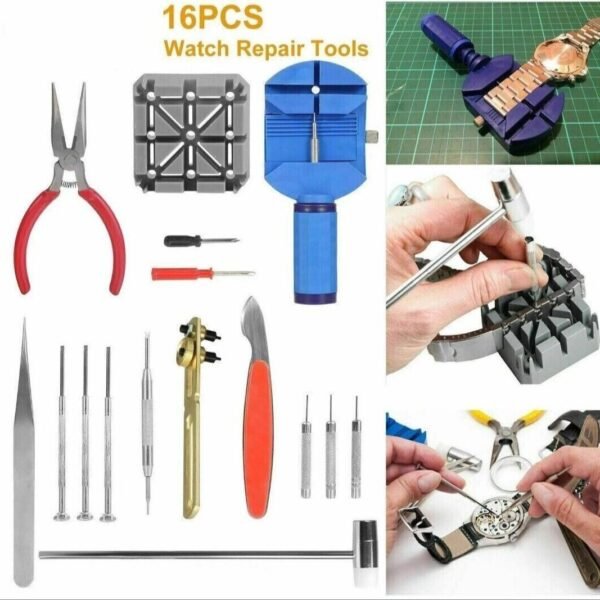 Watch Repair Tools Kits Accessories Set Adjustable Watch Link Pin Remover Watch Band Repair Tool 16 pcs Tools Set